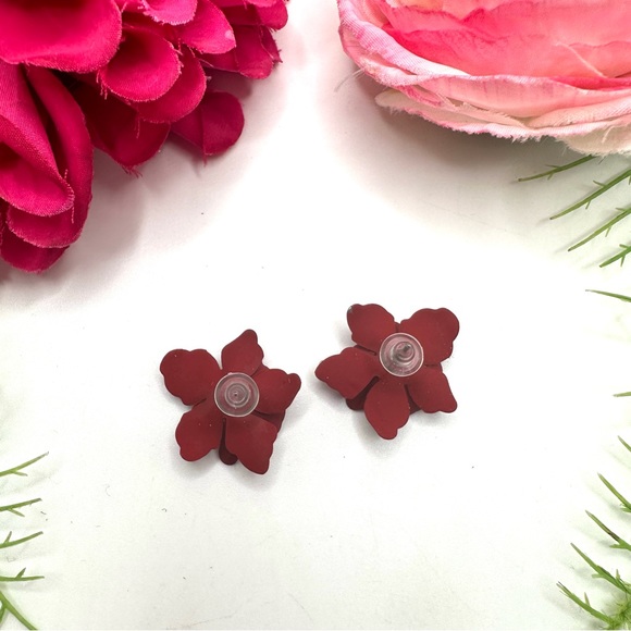 NEW⚜️Red Cherry Blossom Flower Earrings - Picture 3 of 7